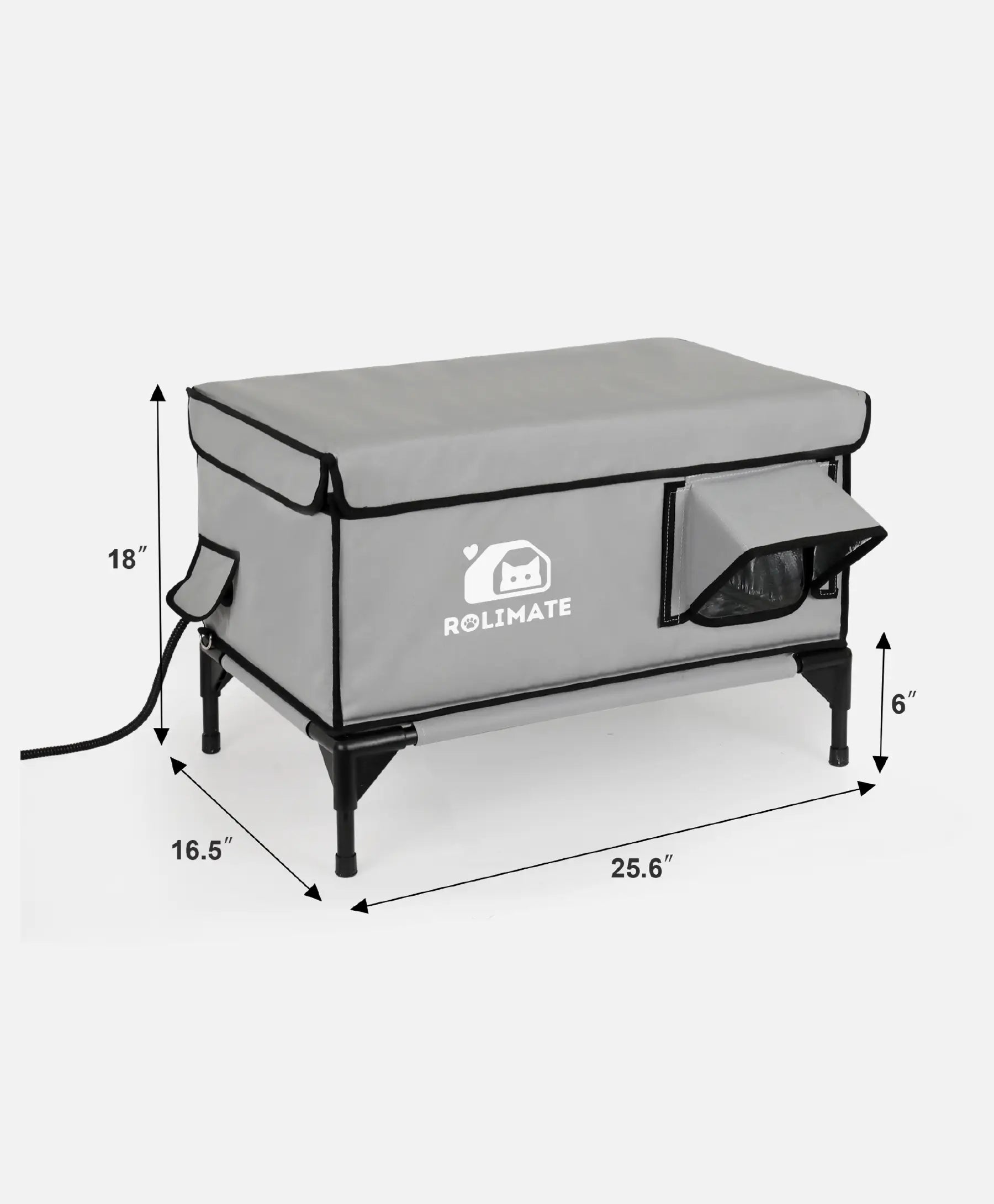 Rolimate All-Weather Elevated Heated Outdoor Cat Shelter - Dual Entry with Lift-Top Design