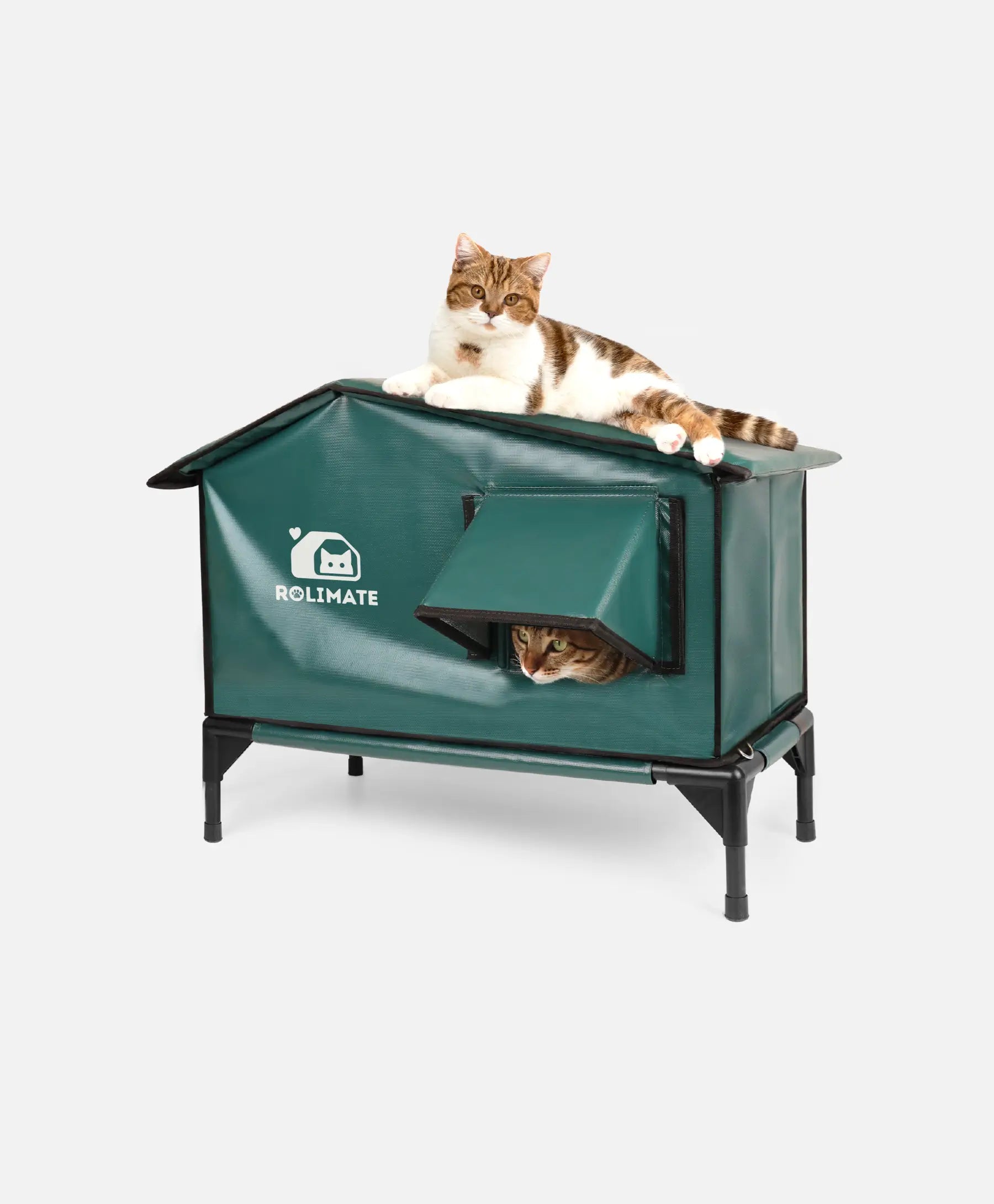 Rolimate Heated Outdoor Cat House - Dual Door Shelter for Stray and Outdoor Cats