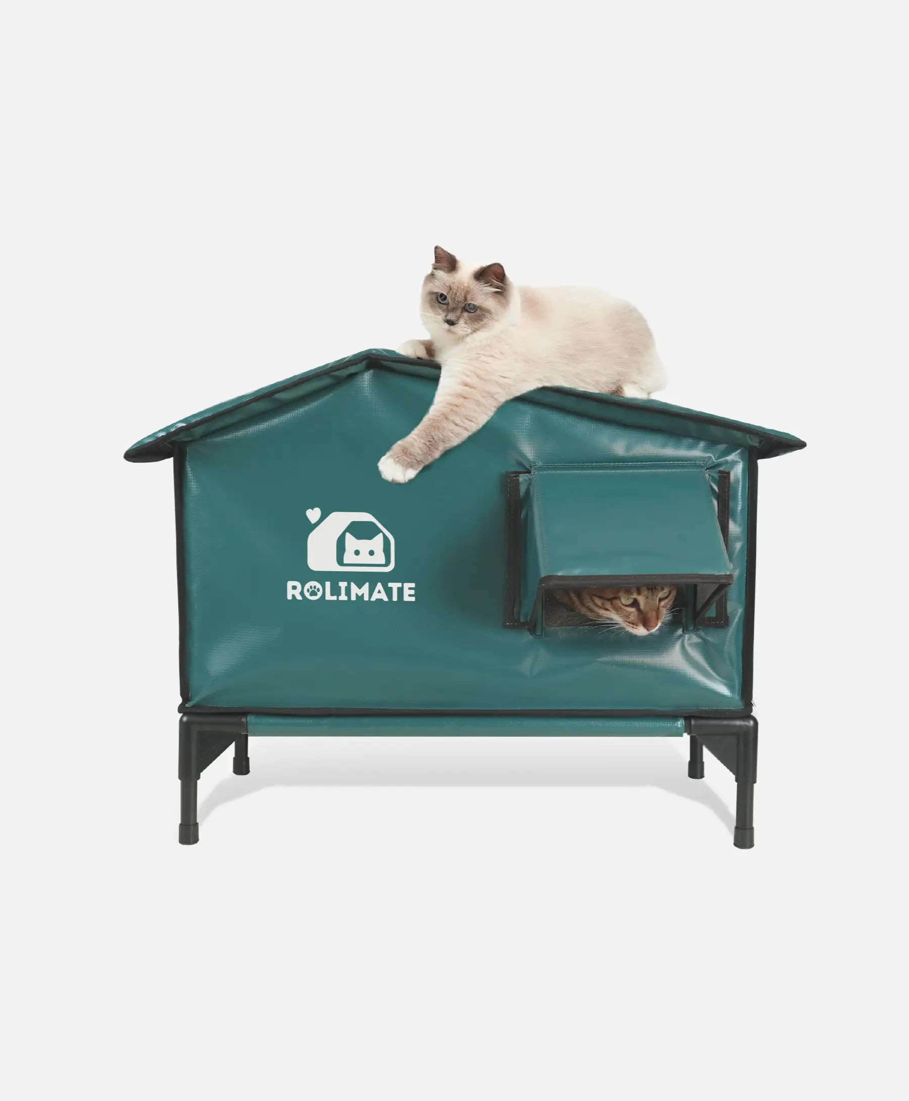 Rolimate Heated Outdoor Cat House - Dual Door Shelter for Stray and Outdoor Cats