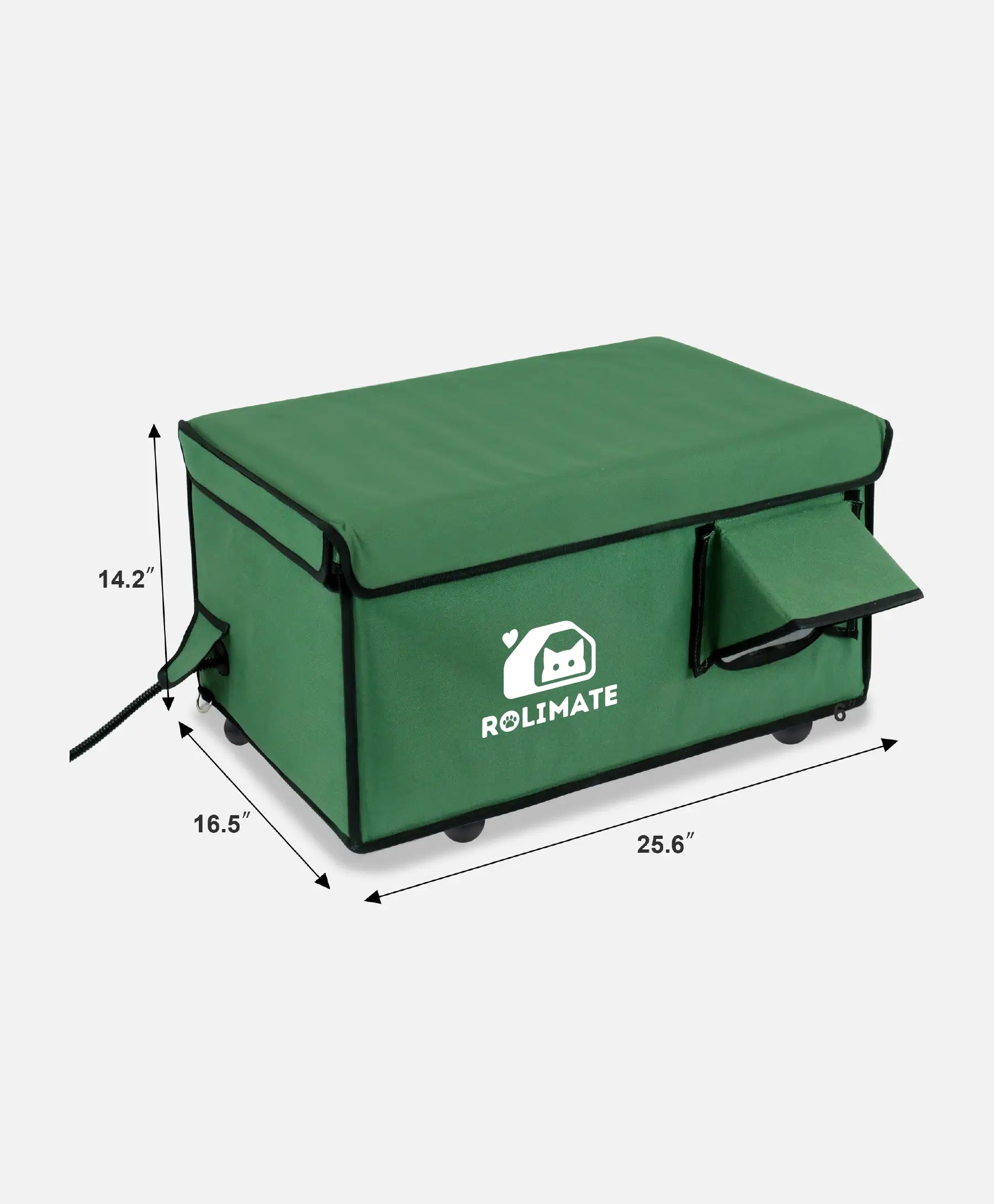 Rolimate Portable Heated Cat House - Green Outdoor Shelter with Heating Pad