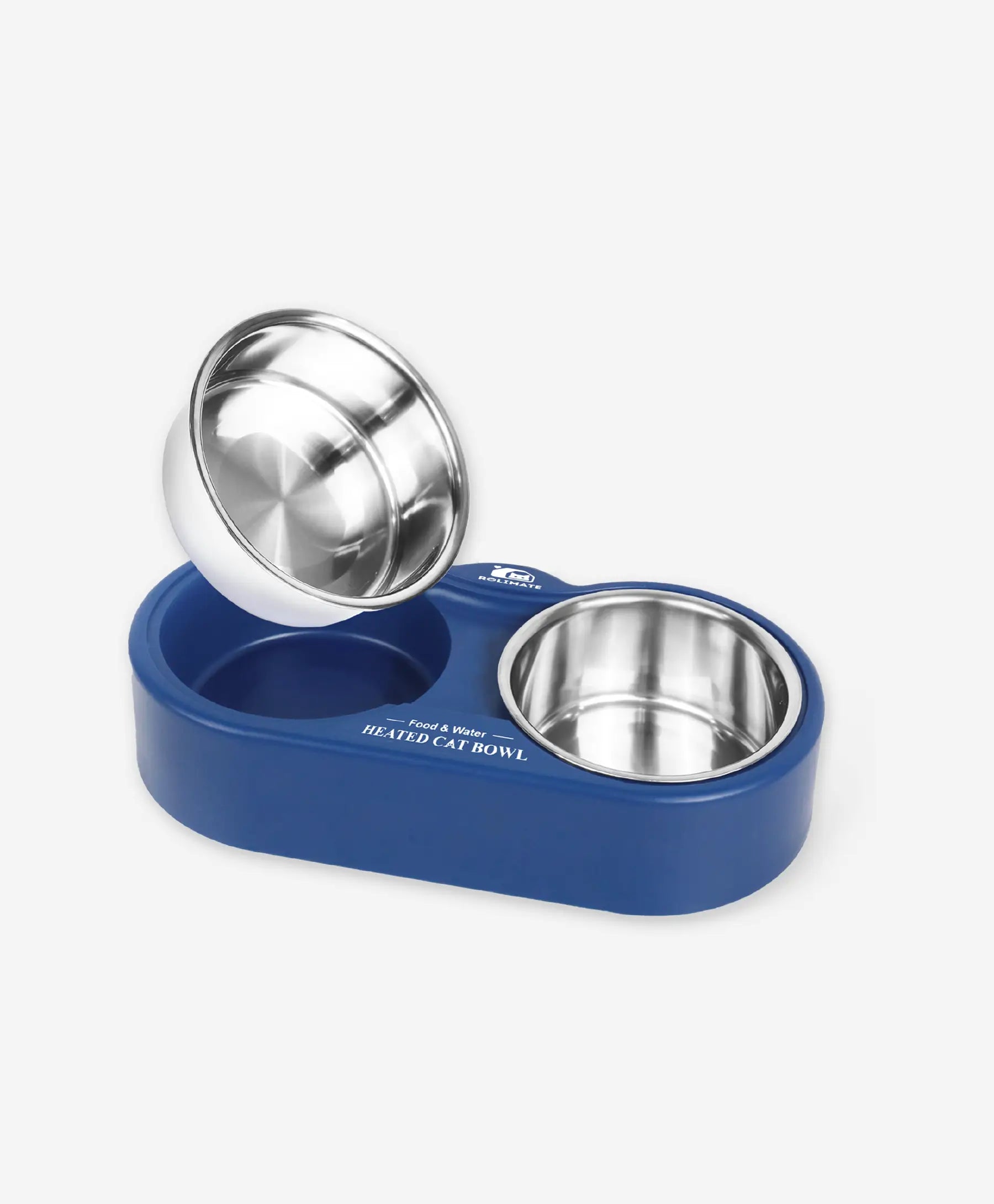 Rolimate Dual Stainless Steel Heated Pet Bowl - Warm Food & Water for Cats and Dogs