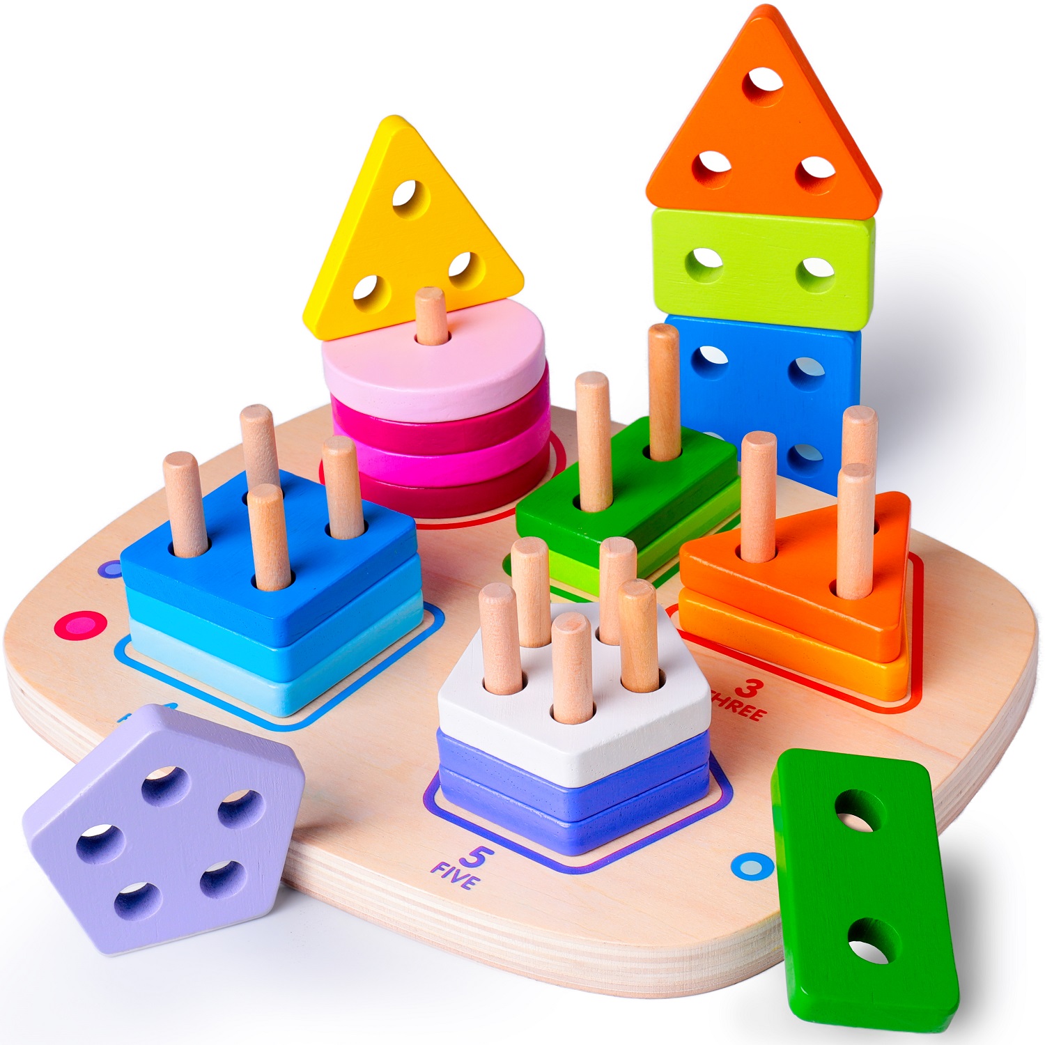 Wooden Geometric Shape Sorter Sorting Puzzle Educational Baby Toddler Toy Gifts 