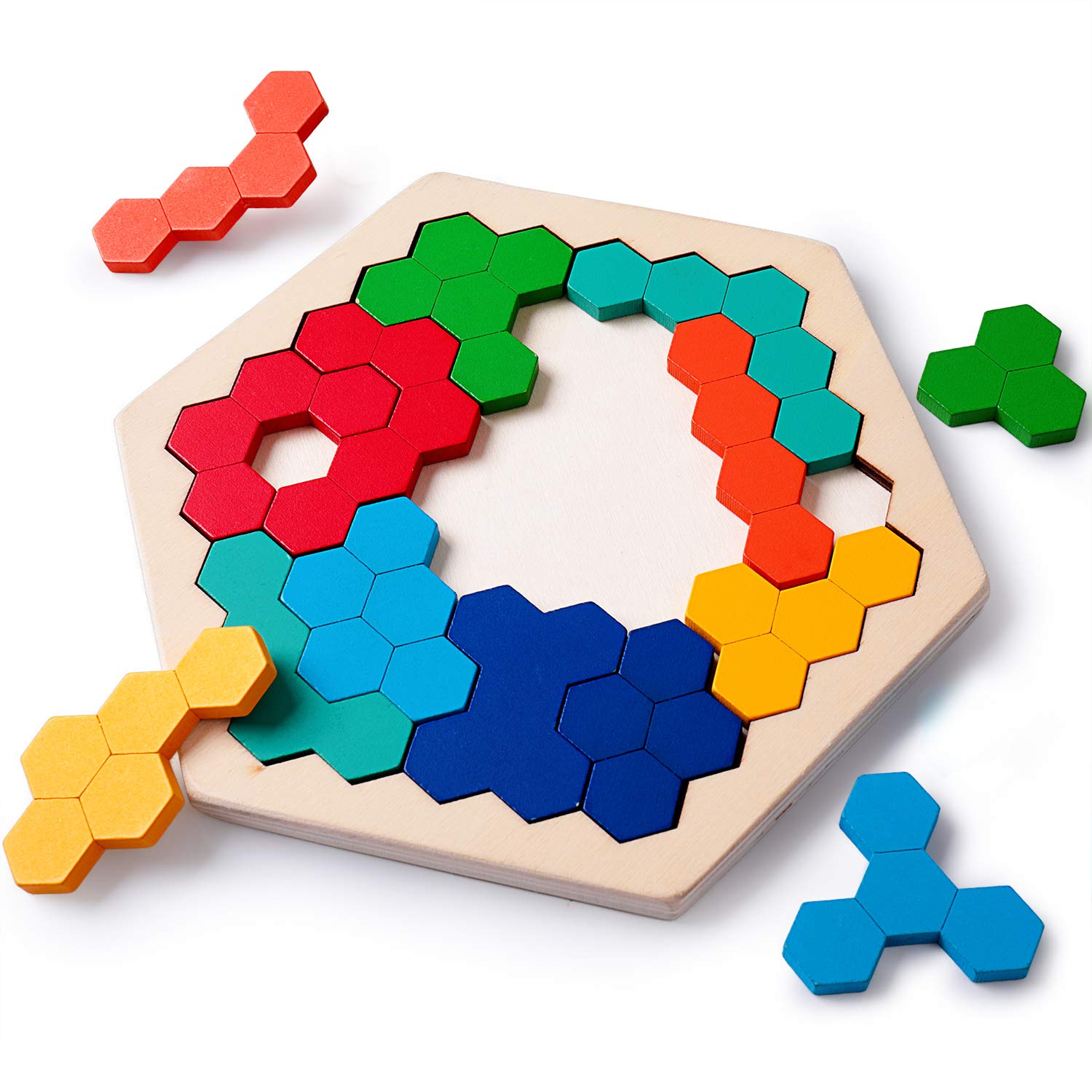 Wooden Tangram Geometry Puzzle Game Educational Developmental Kids Shape Toys 