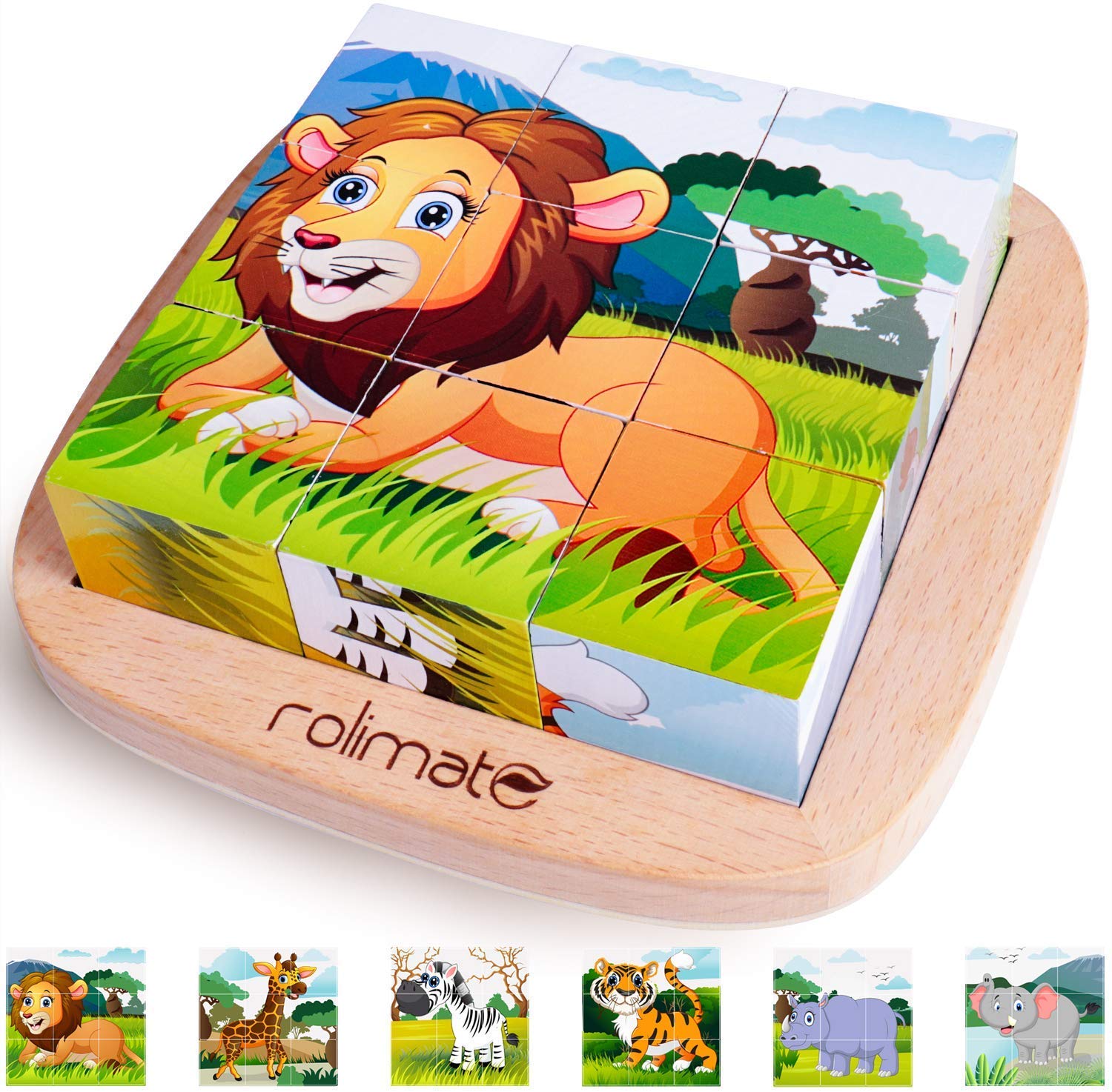Wooden Animal Puzzle Block Kid Toddler Baby Jigsaw Preschool Early Learning Toys 